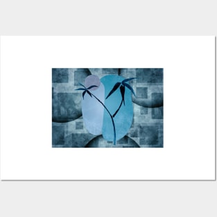 Blue Bamboo Botanical Modern Art Posters and Art